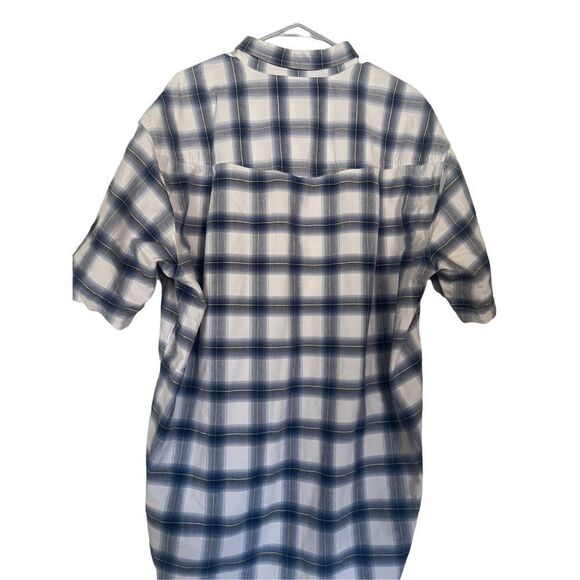 Roper Men's Blue & White Plaid Flannel Short Sleeve Buttons Down Shirt Size 2XL - Picture 7 of 13